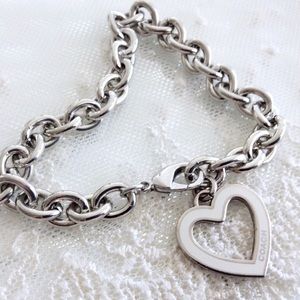 Coach White Open Heart Charm Bracelet